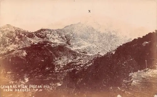 B661 Indien Gesamtansicht Dagshai Hügel von Kasouli RPPC Vintage Postkarte