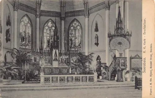 B661 Indonesien Surabaya Soerabaia RK Kerk Hoofdaltaar Kirche Postkarte