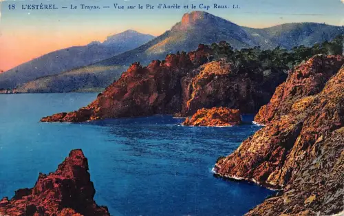 C019 Frankreich, L'Esterel Le Trayas vue sur la Pic d'Aurele et le Cap Roux Postkarte