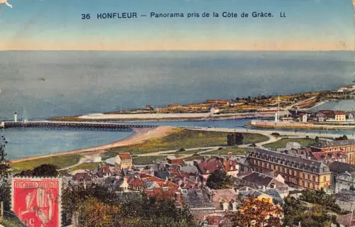 C019 Frankreich, Honfleur Panorama pris de la Cote de Grace Vintage Postkarte