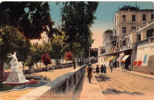 C020 Frankreich, Grasse le Monument Fragonard et le Casino Vintage Postkarte