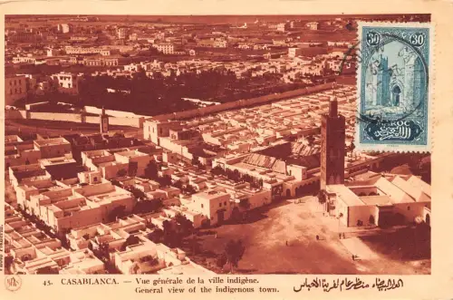 B662 Marokko 1935 Casablanca Gesamtansicht der indigenen Stadt Postkarte