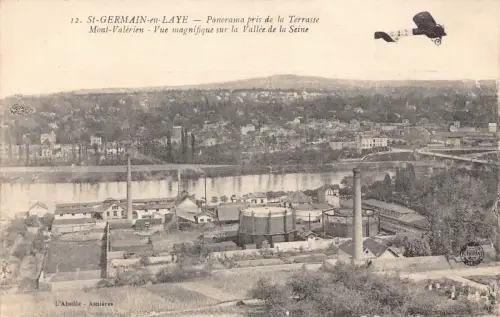 Frankreich St Germain en Laye Gesamtansicht von Terrasse Flugzeug Postkarte