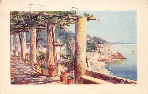 A185 Italien 1934 Amalfi Dalla Terrazza dei Cappucini Vintage Postkarte