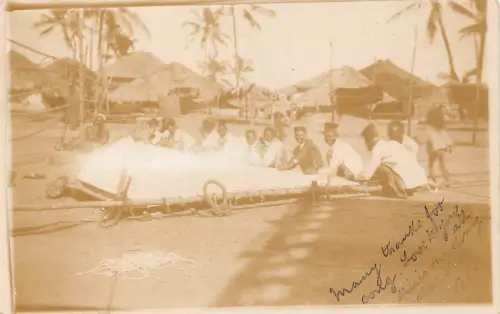 B664 Indien 1907 Unbekannter Ort Eingeborene arbeiten im Bau RPPC Postkarte