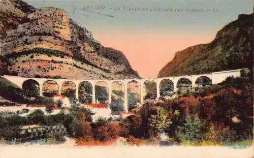 C020 Frankreich, Le Loup Le Viaduct et l'Entree des Gorges Vintage Postkarte