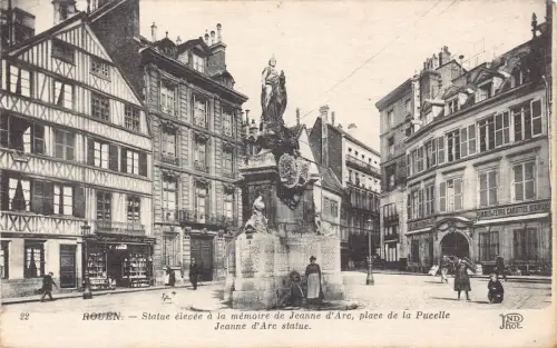 Frankreich Rouen Statue elevee Jeanne d'Arc Place Pucelle Vintage Postkarte