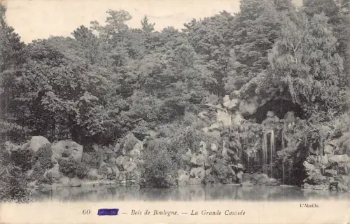Frankreich Paris Bois de Boulogne La Grande Cascade Wasserfall Vintage Postkarte