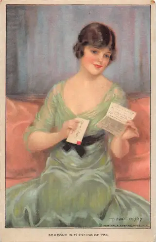 L531 Glamour Lady Lesebrief von F. Earl Christy Vintage Postkarte