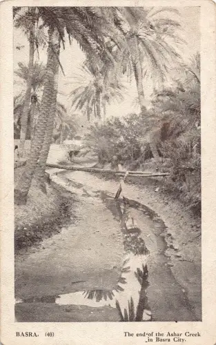 B665 Irak Das Ende des Ashar Creek in Basra City Vintage Postkarte