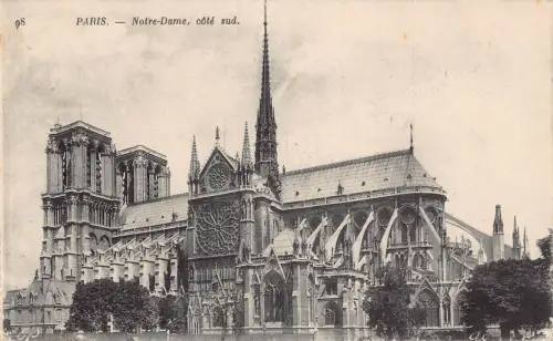 Frankreich Paris Notre-Dame Südansicht Vintage Postkarte