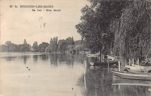 Frankreich 1911 Enghien-les-Bains Le Lac Rive Droite Boote See Vintage Postkarte