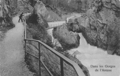 A186 Schweiz Dans les Gorges de l'Areuse Flussklippe Vintage Postkarte