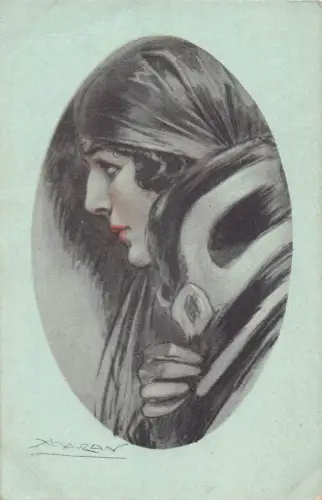 L531 Glamour Lady Portrait Passepartout von A. Mauzan Vintage Postkarte