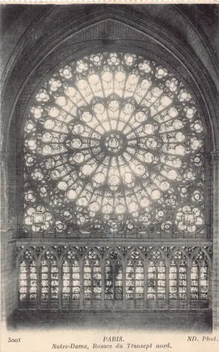 Frankreich Paris Notre-Dame Rosace du Transept Nord Glasmalerei Vintage Postkarte