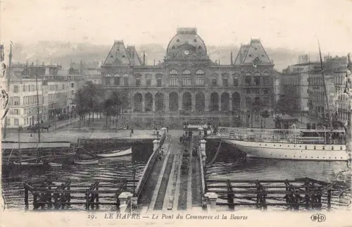 Frankreich Le Havre Le Pont du Commerce et la Bourse Boote Brücke Postkarte