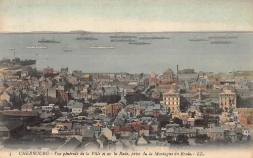 A009 Frankreich Cherbourg Gesamtansicht de Ville et La Rade Montagne Roule Postkarte