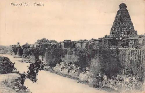 A008 Indien Tanjore Blick auf Fort Vintage Postkarte