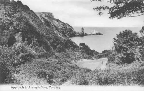 B181 England Torquay Annäherung an Ansley's Cove Vintage Postkarte