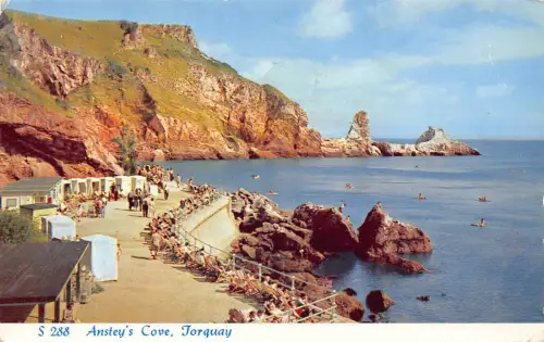 B180 England 1968 Torquay Anstey's Cove Vintage Postkarte