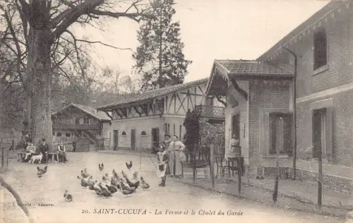Frankreich Saint Cucufa Ferme et Chalet du Garde Hühner Landarbeiter Postkarte