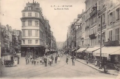 Frankreich Le Havre Rue de Paris Ladder Postes Telegraphes Büro Vintage Postkarte