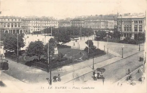 Frankreich Le Havre Place Gambetta Verkäuferwagen Vintage Postkarte