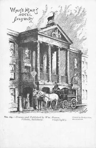 A771 England Salisbury White Mart Hotel von Wm Brown Vintage Postkarte