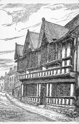 A771 England Old Ford's Hospital Gret Frar's Lane Coventry Kunst Vintage Postkarte