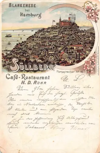 L484 Deutschland Blankenese bei Hamburg 1898 Suellberg Cafe Restaurant Postkarte