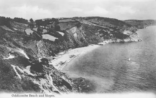 B181 England Oddicombe Beach and Slopes Vintage Postkarte