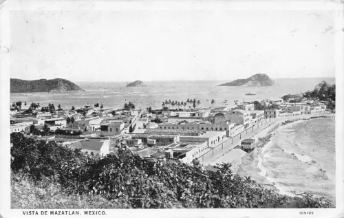B177 Mexiko 1933 Vista de Mazatlan Vintage Postkarte