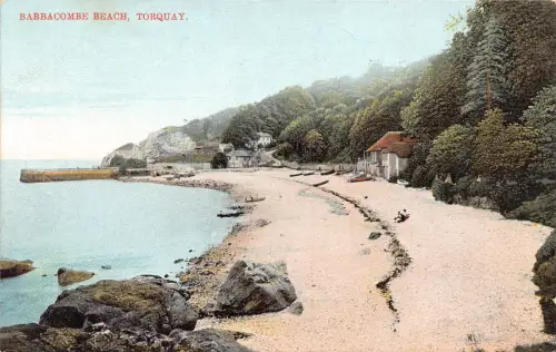 B178 England Babbacombe Beach Torquay Vintage Postkarte
