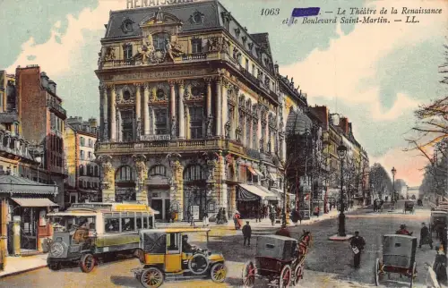 Frankreich Paris Bus Autos Theater Renaissance Bd Saint Martin Postkarte
