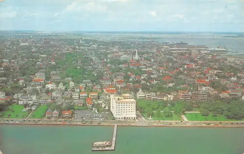 A773 US Charleston South Carolina Luftaufnahme Batterie Vintage Postkarte