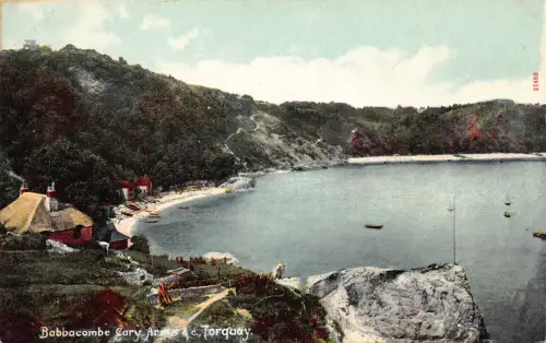 B180 England Babbacombe Cary Arms Hotel und Torquay Vintage Postkarte