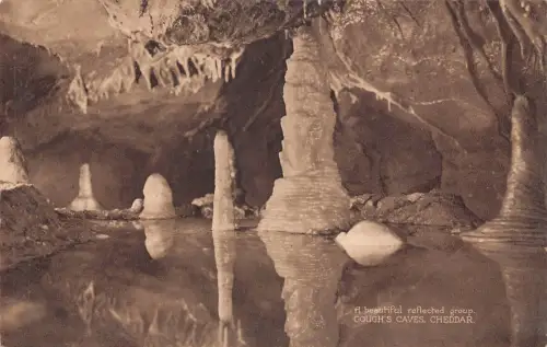 A774 England Cheddar Gough's Cave schöne reflektierte Gruppe Vintage Postkarte