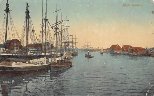 A773 England Poole Hafen Schiffe Vintage Postkarte