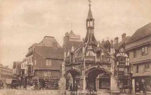 A774 England Poultry Cross Silver Street Salisbury Joseph Buchhandlung Postkarte