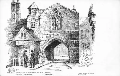 A775 England St Ann's Gate von Close Salisbury Kunst von Wm Brown Postkarte