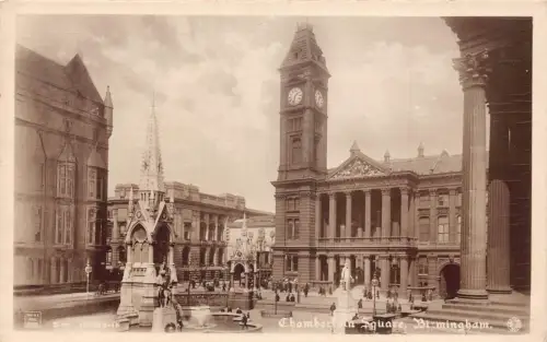 L242 England Chamberlain Square Birmingham RPPC Vintage Postkarte