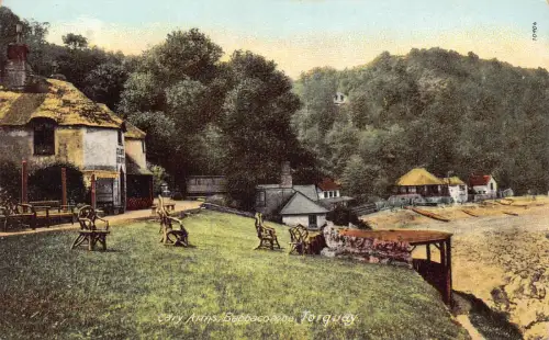 B178 England Cary Arms Hotel Yard Babbacombe Torquay 1906 Vintage Postkarte