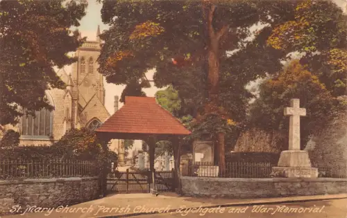 B179 England St Mary Church Parish Lychgate and War Memorial Vintage Postkarte