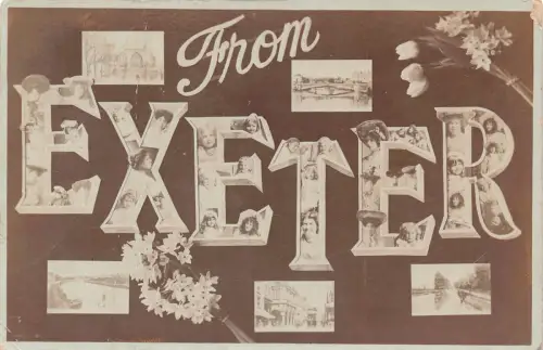 B179 England 1906 Aus Exeter Blumen Großbrief Frauen Portraits Postkarte