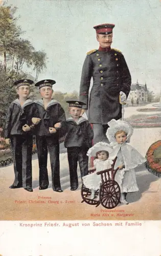 L082 Deutsches Königshaus Kronprinz Friedrich August mit Familienpostkarte