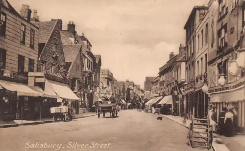 A775 England Salisbury Silver Street Vintage Postkarte