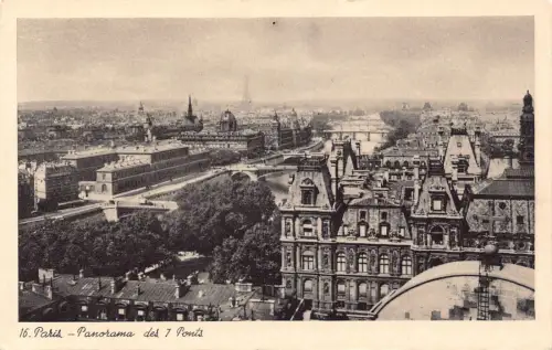 L095 Frankreich Paris Panorama des 7 Ponts Bridges Architektur Vintage Postkarte