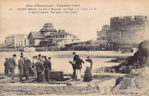 A913 Frankreich Saint Malo Bett des Hummers Sand Casino Vintage Postkarte