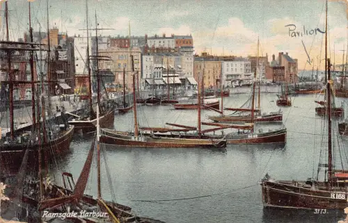 A776 England Hafen Boote Ramsgate Vintage Postkarte