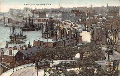 A776 England 1905 Ramsgate Boats Tram General View Vintage Postkarte